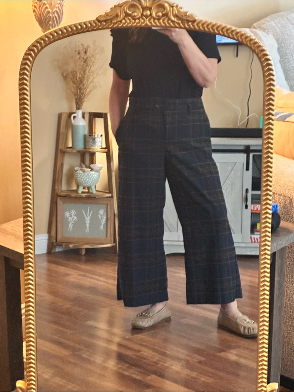 Ann Taylor Factory Plaid Culottes Wide Leg Crop Career Pants